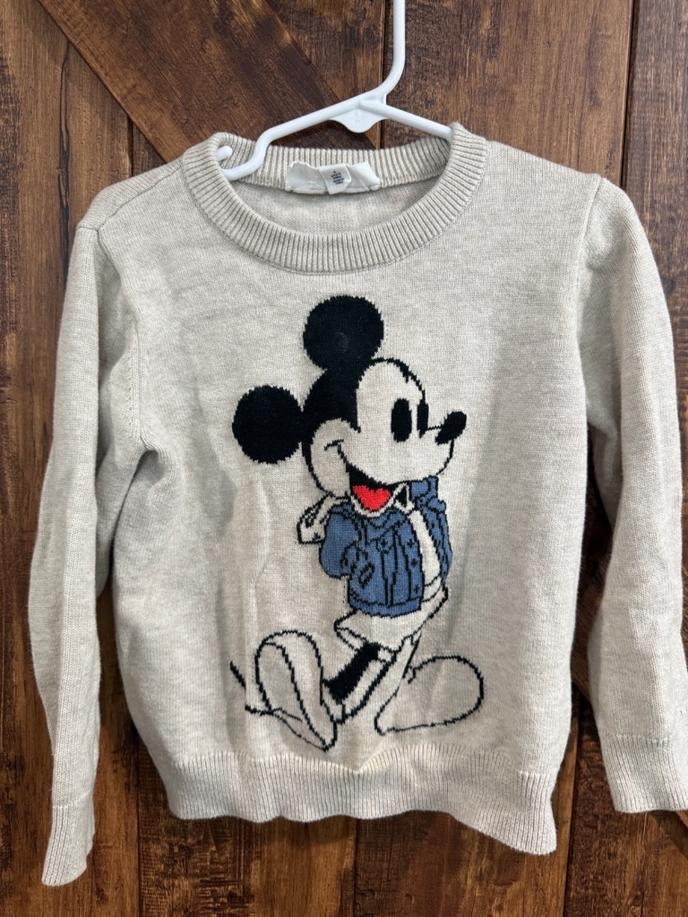 GAP Beige Cream Sweater with Mickey Mouse Graphic